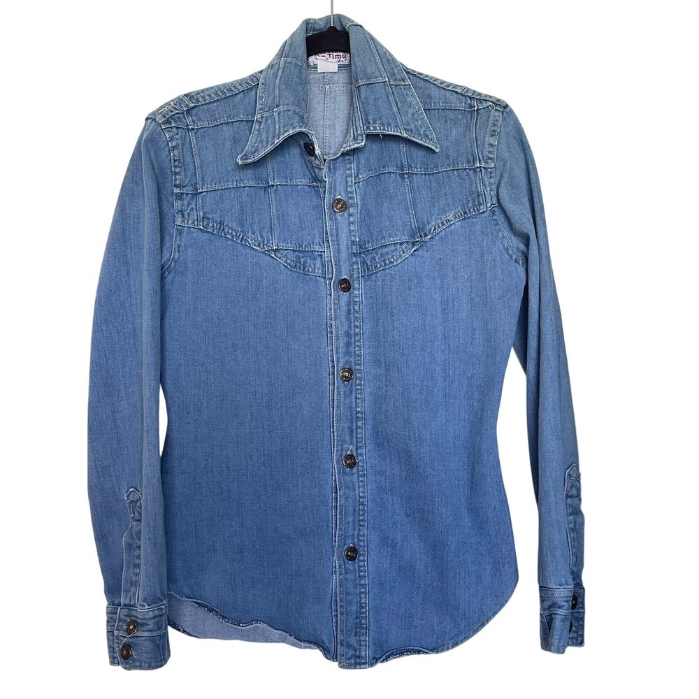 VTG Denim Shirt Jacket 80s Butterfly collar
Festival Western Cowgirl Country‎